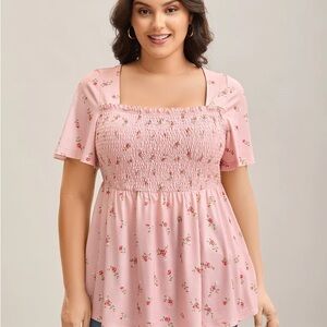 NWT bloomchic 28 Floral Pink Smocked Women's Top